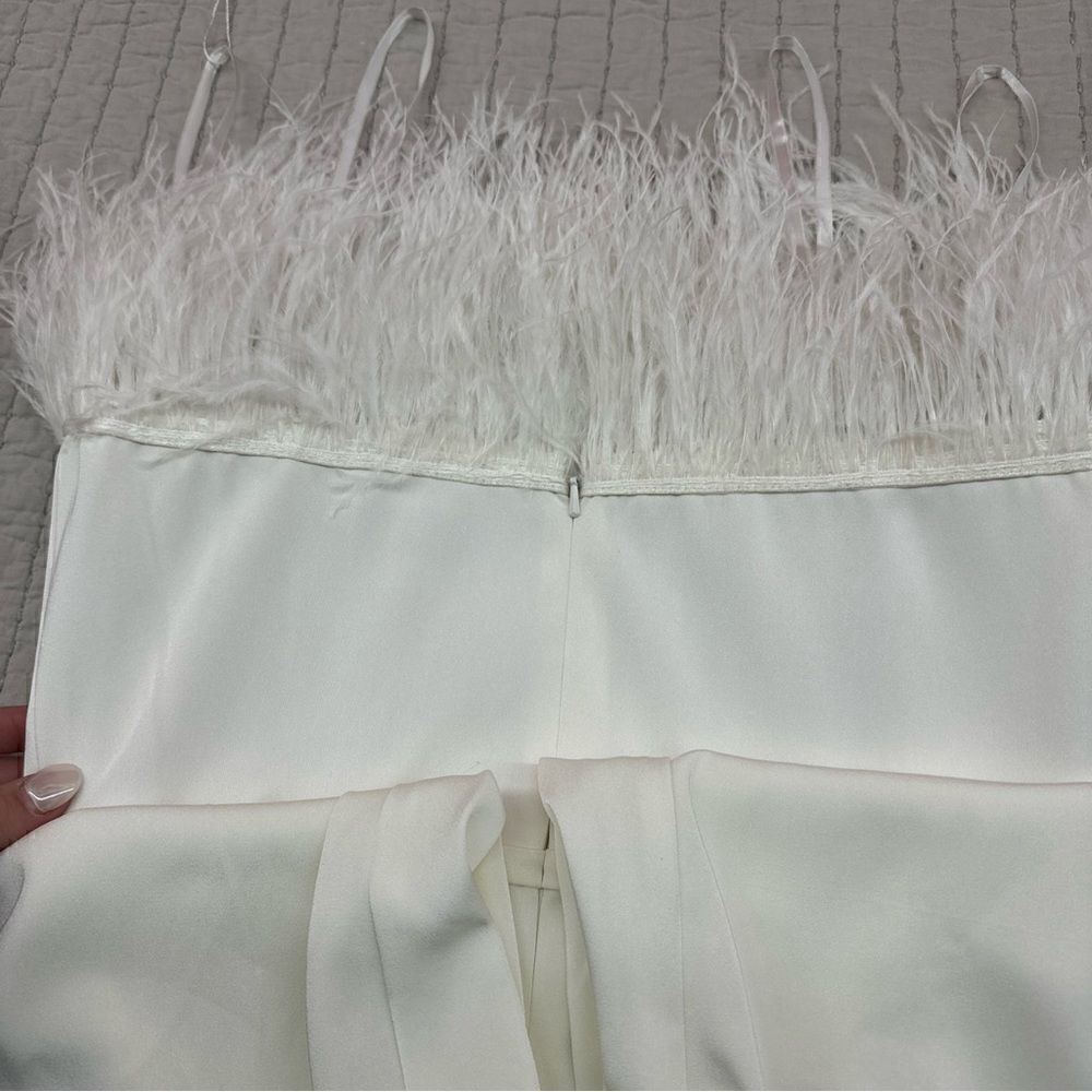 Mac Duggal Strapless Jumpsuit With Feather Trim Size 6 NWT Retail $398 - Picture 15 of 16